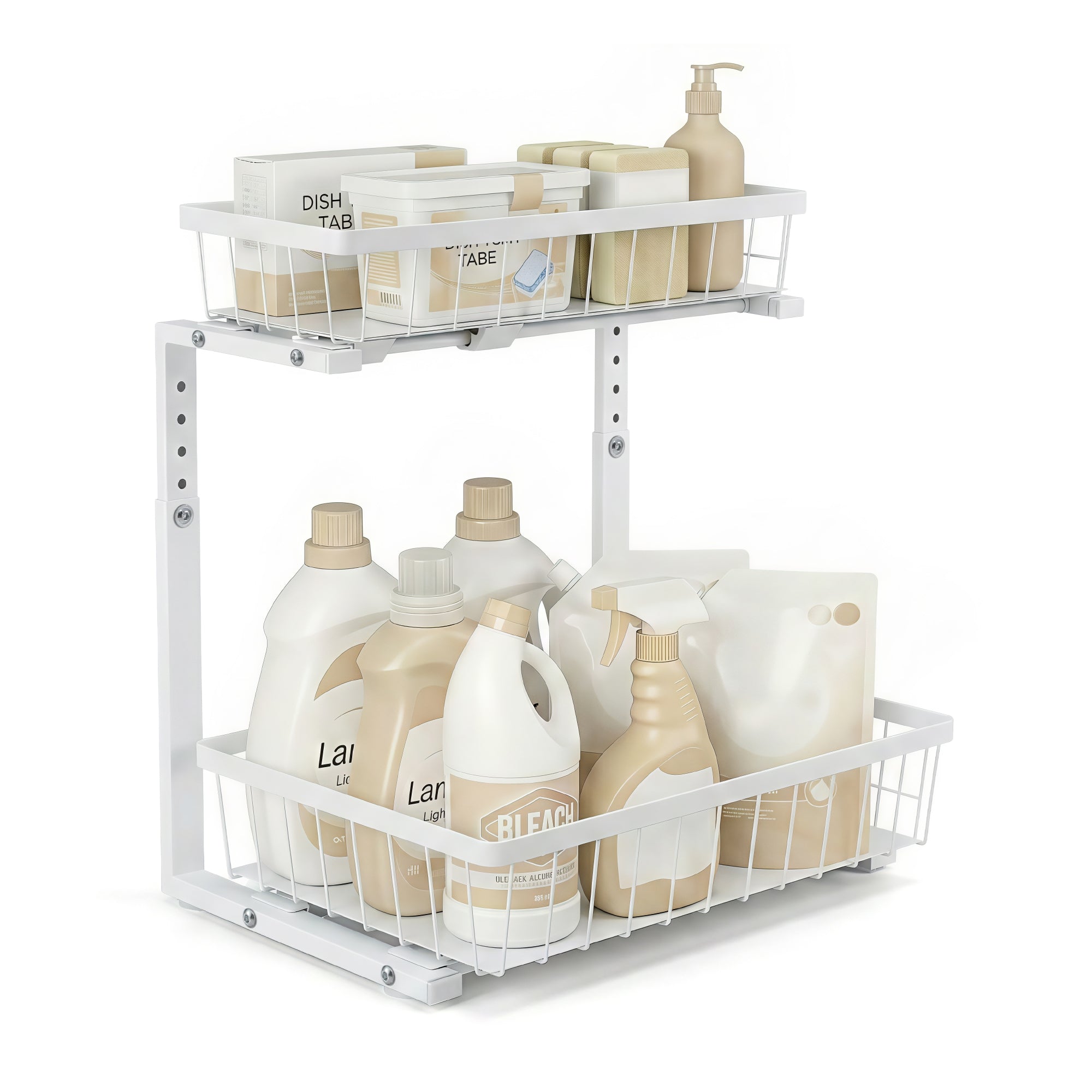 Artiss Under Sink Organizer Storage with 2 Slide Out Drawers 5 Adjustable Height Bathroom Kitchen Cabinet